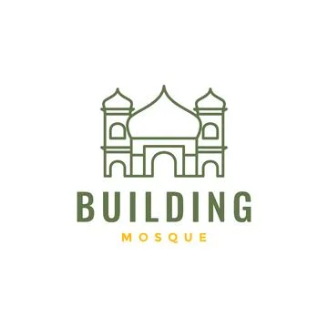 Pray place mosque dome gate architect line logo design vector イラスト素材