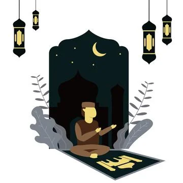 Pray at ramadhan night Stock Illustration