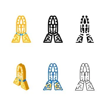 Pray robot hand gesture color icon variations vector Stock Illustration
