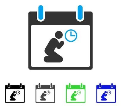 Pray Time Calendar Day Flat Icon Stock Illustration