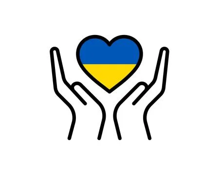 Pray for Ukraine concept illustration with national flag, hand, and map. Ukra Stock Illustration