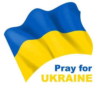 Pray for Ukraine. Realistic vector illustration with blue and yellow flag. Stock Illustration