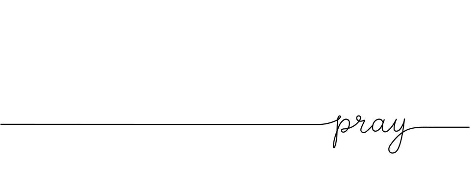 Pray word - continuous one line with word. Minimalistic drawing of phrase i.. Stock Illustration
