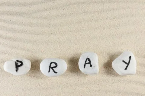 Pray word Stock Photos
