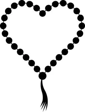Prayer beads folded in the shape of a heart Stock Illustration