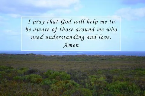 Prayer with blurred ocean view image. Prayer quote concept Stock Photos