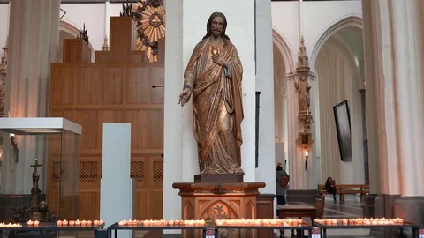 Prayer burning candles Stock Footage 118676335