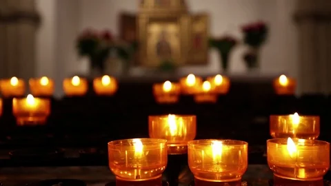 Prayer candles Stock Footage 90442334