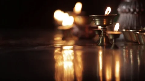 Prayer Candles in Temple Stock Footage 72556128