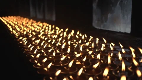Prayer Candles in temple Stock Footage