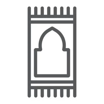 Prayer carpet line icon, arabic and rug, prayer pad sign, vector graphics, a Stock Illustration
