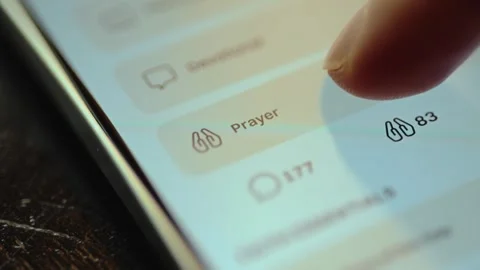 Prayer category within the interface of a Christian app Stock Footage 327522891