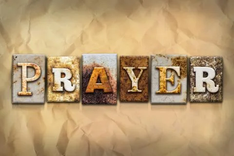 Prayer Concept Rusted Metal Type Stock Illustration