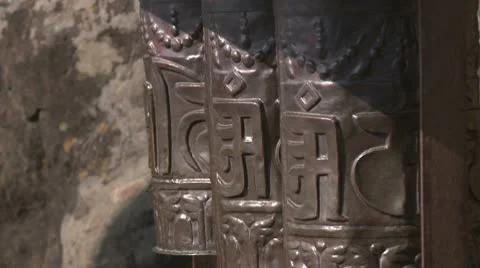 Prayer drums being rotated Video stock 10787521