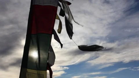 Prayer Flag Pole No.1 Stock Footage 45404398