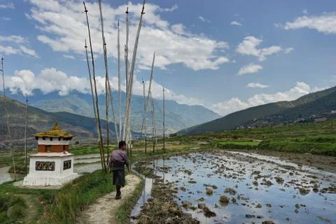 Prayer Flags in Bhutan Stock Photos