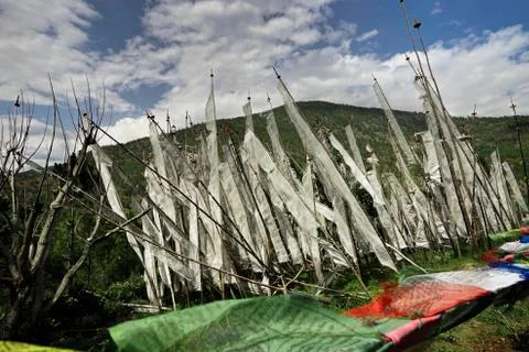 Prayer Flags in Bhutan Foto stock