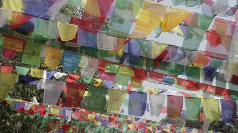 Prayer flags Blowing in the Wind v2 - Lumbini Stock Footage 41996067