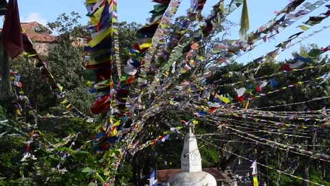 Prayer flags blown by the wind in Nepal Stock Footage 70819308