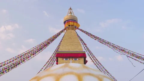 Prayer flags at Boudhanath Temple Stock Footage 77453638