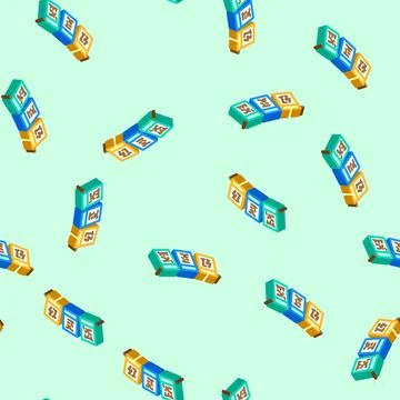 Prayer flags buddhism isometric icon seamless pattern Stock Illustration
