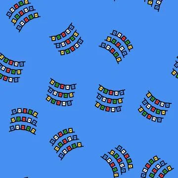 Prayer flags buddhism vector seamless pattern Stock Illustration