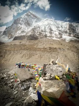 Prayer flags at the Everest Base Camp trek Stock Photos
