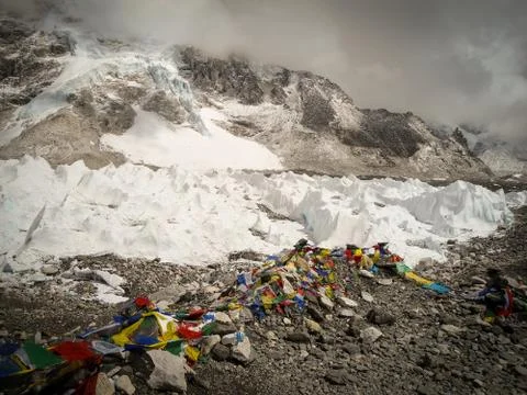 Prayer flags at the Everest Base Camp trek Stock Photos