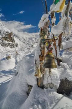 Prayer flags in himalayas Foto stock