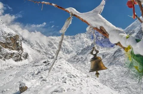 Prayer flags in Himalayas Stock Photos
