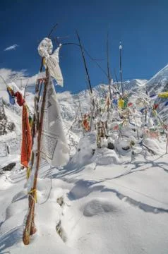 Prayer flags in Himalayas Stock Photos