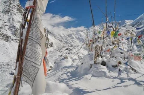 Prayer flags in Himalayas Foto stock