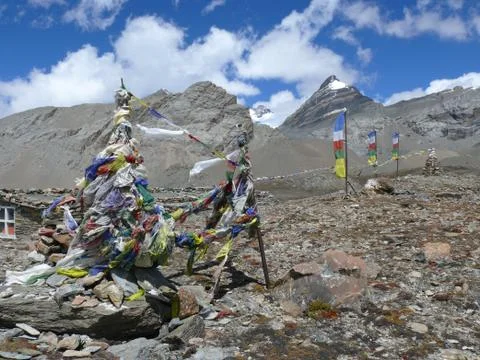 Prayer flags in Himalayas Foto stock