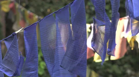 Prayer flags moving in the breeze Video stock 63783022