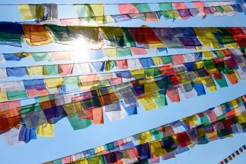 Prayer flags in Nepal Stock-Fotos