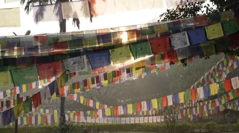 Prayer flags at sunrise Stock Footage 61179849