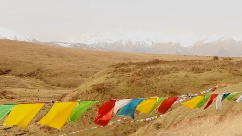 Prayer flags in Tibet. Stock Footage 89337681