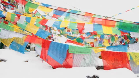 Prayer flags in Tibet - Real time. Stock Footage