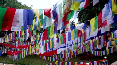 Prayer Flags Waving in the Wind Stock Footage 41759275