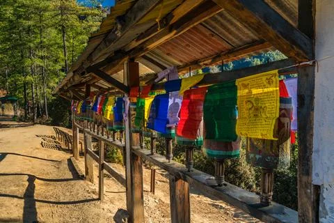 Prayer flags &amp; Wheels Stock Photos