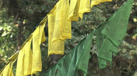 Prayer flags, yellow and green Stock-Footage 63782814