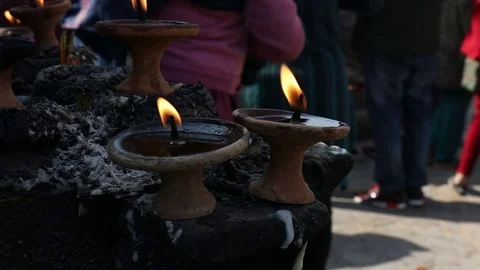 Prayer Flames in Nepal Stock Footage 73438620
