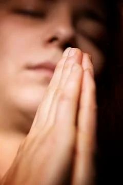 Prayer with folded hands Foto stock