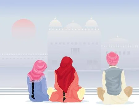 Prayer at the gurdwara Illustrazione stock