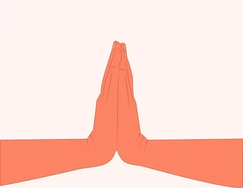 Prayer Hands Beging Praying Christ Namaste hands gesture vector illustration Stock Illustration