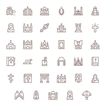 Prayer including 35 128x128 Regular Line Vector Illustrations Stock-Illustration