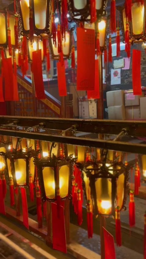 Prayer lantern,  temple inside Stock Footage 248054773