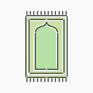 Prayer mat cartoon flat line art. Illustrazione stock