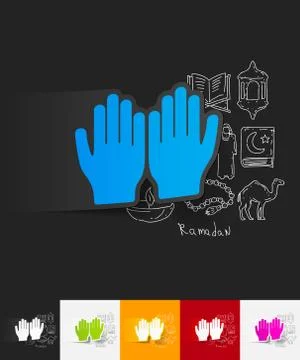 Prayer paper sticker with hand drawn elements Stock Illustration