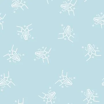 Prayer religion line seamless pattern Stock Illustration